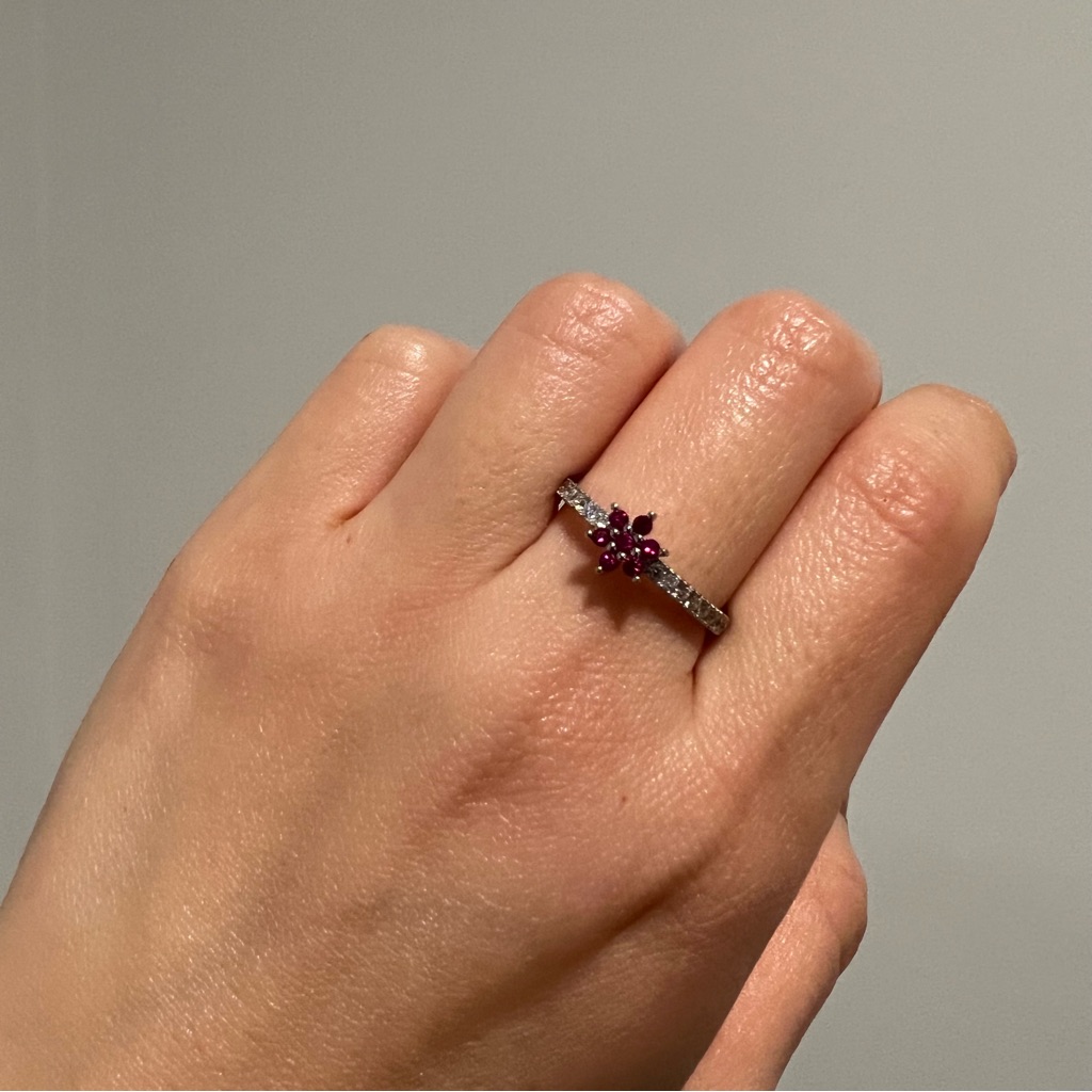 New Ruby Flower Band Ring